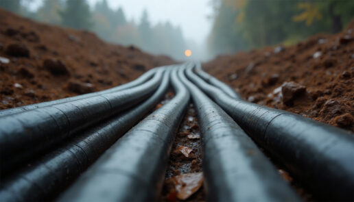 linie kablowe wkopane w ziemie